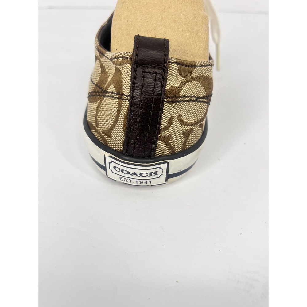 Coach Suzy Sneakers Women 6.5B Brown Signature C Canvas Monogram Low Top Shoes - Picture 7 of 16